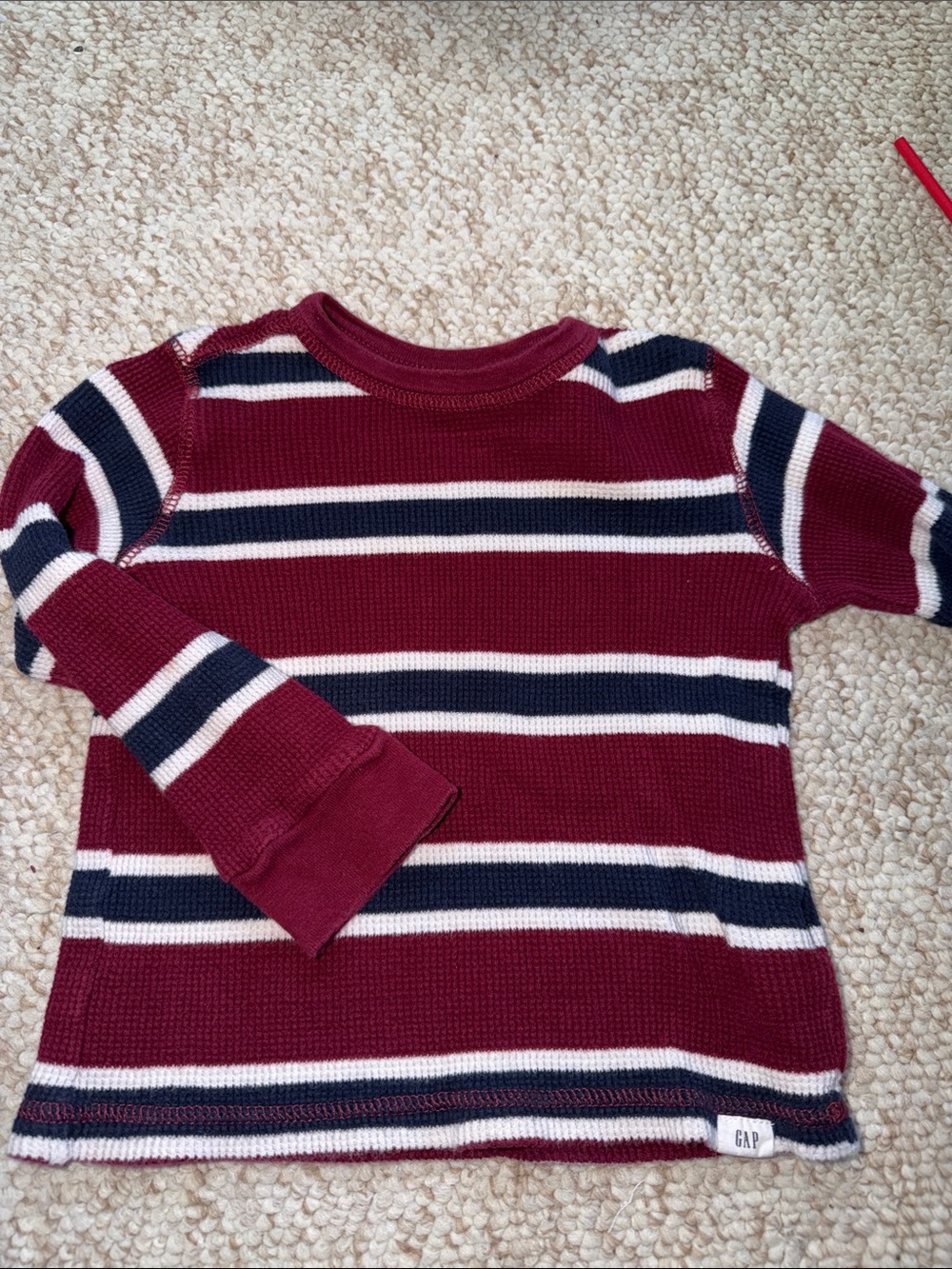 GAP Kids Burgundy Navy Cream Striped Long Sleeve Top